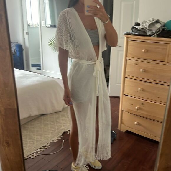 Creme Colored Open with Tie - Swim Coverup - BRAND NEW - Picture 1 of 4